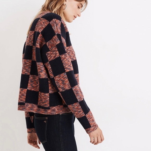 Madewell Space-Dye Checkered Pullover Sweater - Picture 3 of 11